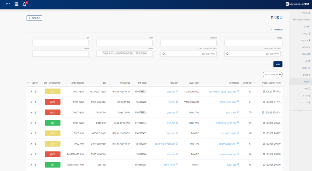 סוגי מערכות crm