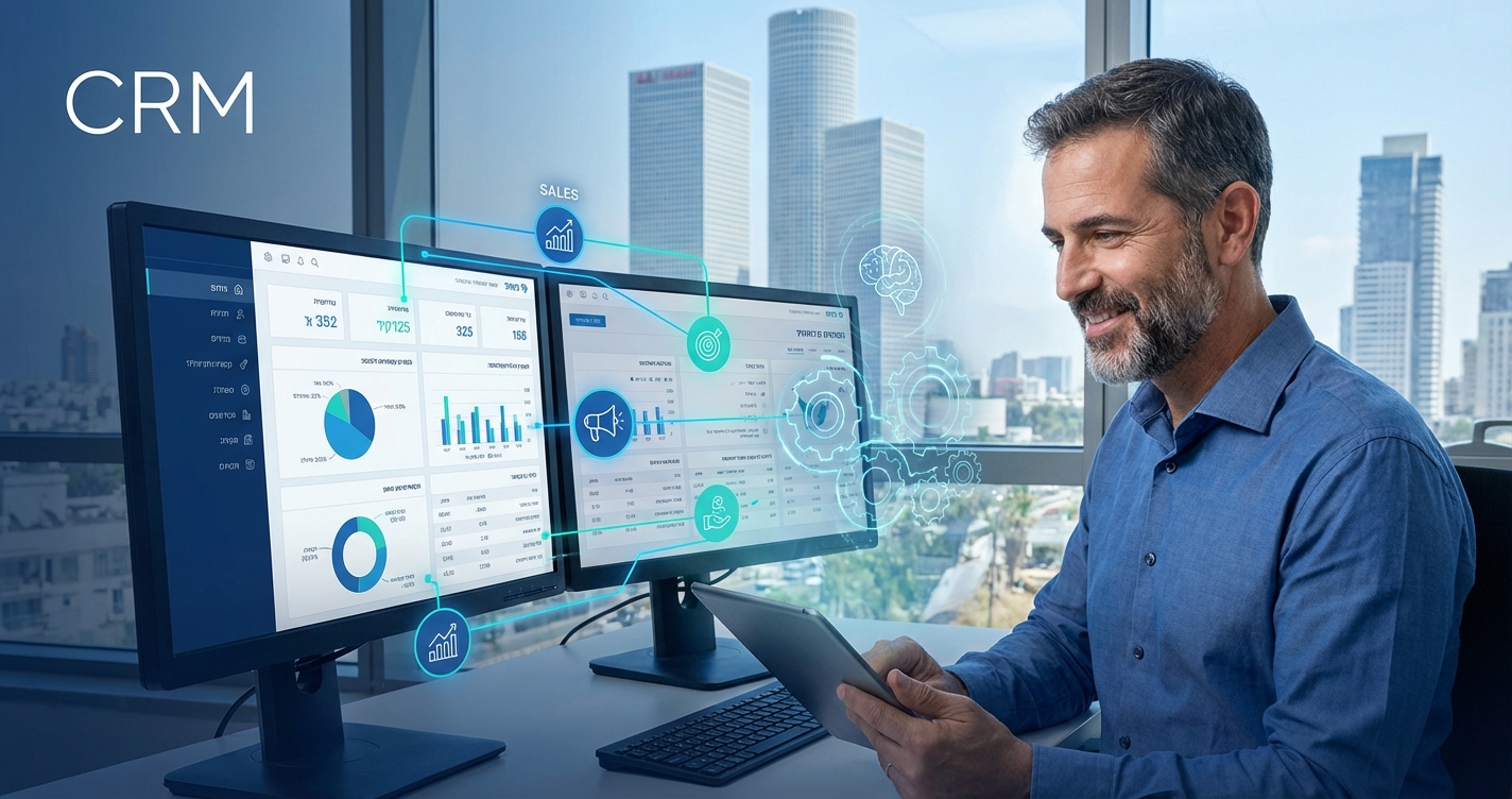 המדריך המקיף להטמעת CRM: ניהול עסק בעברית עם API ואינטגרציות חכמות