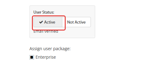 חלון User Settings – מצב המשתמש Active מסומן